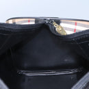 Burberrys Nova Check Boston Bag Leather Canvas Beige Black gold Auth am7839-19