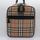 Burberrys Nova Check Boston Bag Leather Canvas Beige Black gold Auth am7839-5