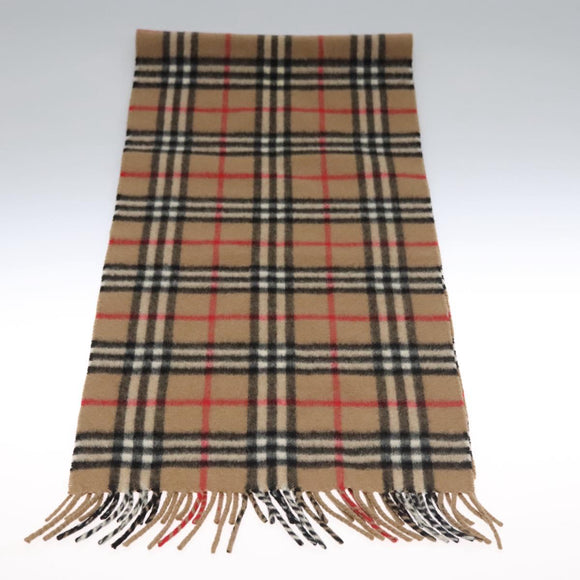 Burberrys Nova Check Scarf Cashmere Brown Auth am7873