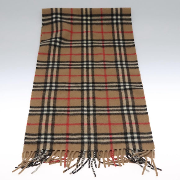 Burberrys Nova Check Scarf Cashmere Brown Auth am7873