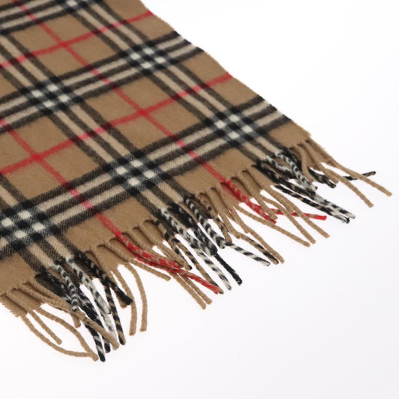 Burberrys Nova Check Scarf Cashmere Brown Auth am7873