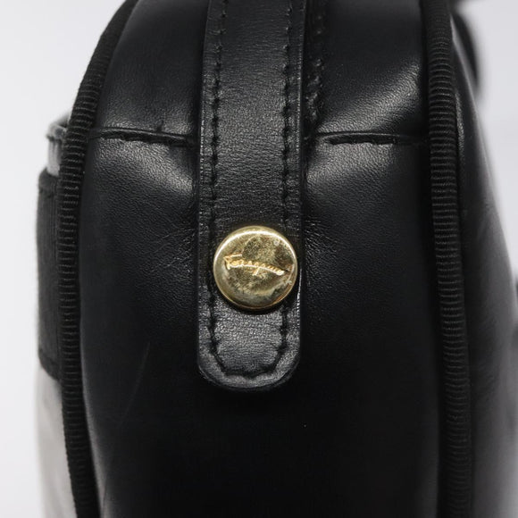 Salvatore Ferragamo Vala Shoulder Bag Leather Black Gold Auth am7884