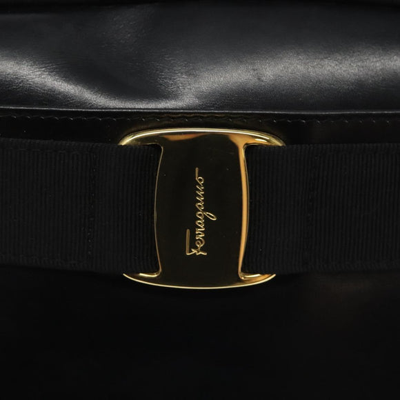 Salvatore Ferragamo Vala Shoulder Bag Leather Black Gold Auth am7884