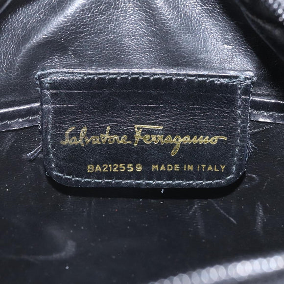 Salvatore Ferragamo Vala Shoulder Bag Leather Black Gold Auth am7884
