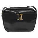 Salvatore Ferragamo Vala Shoulder Bag Leather Black Gold Auth am7884-13