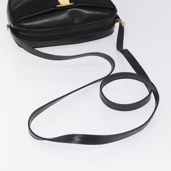 Salvatore Ferragamo Vala Shoulder Bag Leather Black Gold Auth am7884