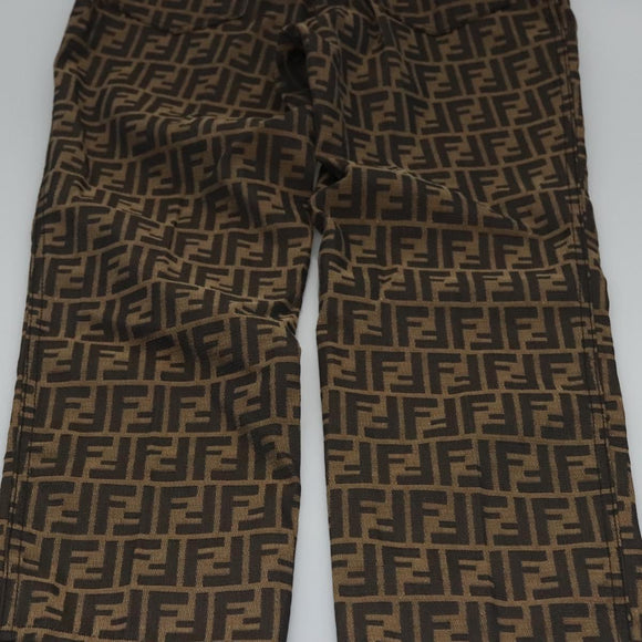 FENDI Zucca Canvas Pants 42 Black Brown Auth am7905M