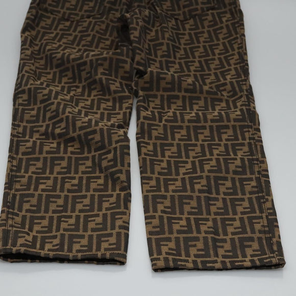 FENDI Zucca Canvas Pants 42 Black Brown Auth am7905M