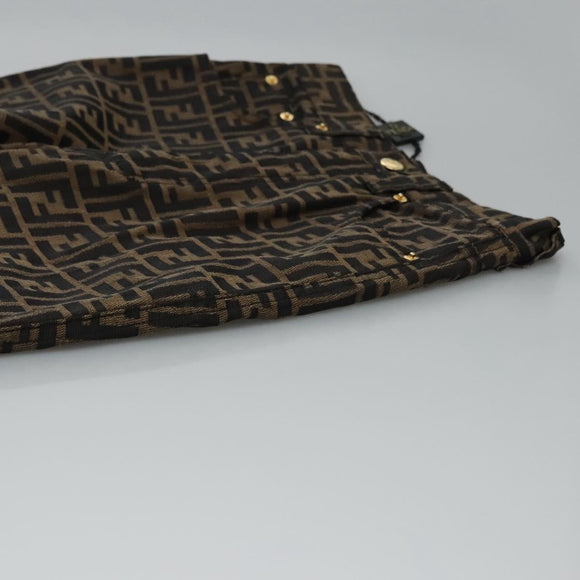 FENDI Zucca Canvas Pants 42 Black Brown Auth am7905M