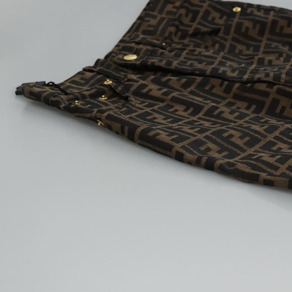 FENDI Zucca Canvas Pants 42 Black Brown Auth am7905M