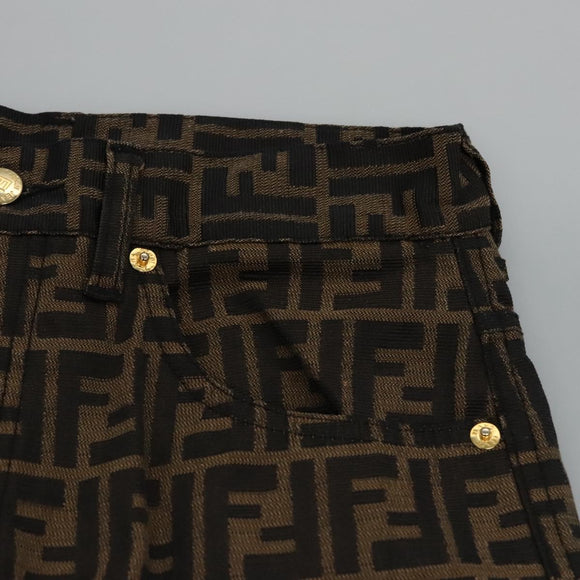FENDI Zucca Canvas Pants 42 Black Brown Auth am7905M