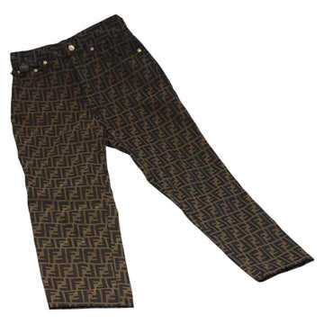 FENDI Zucca Canvas Pants 42 Black Brown Auth am7905M