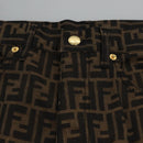 FENDI Zucca Canvas Pants 42 Black Brown Auth am7905M-22