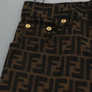 FENDI Zucca Canvas Pants 42 Black Brown Auth am7905M-23