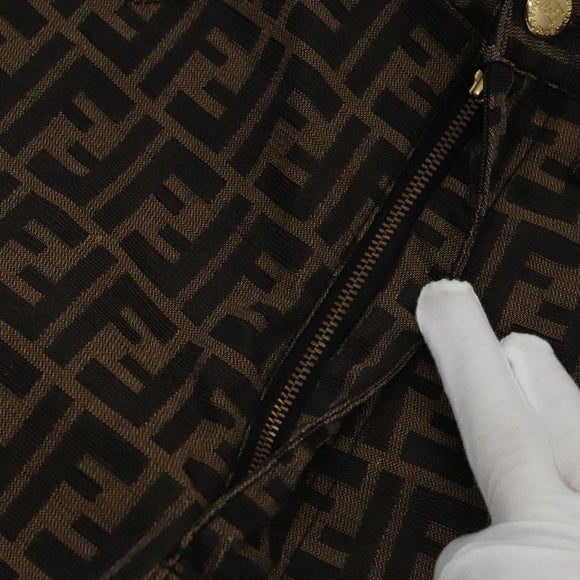 FENDI Zucca Canvas Pants 42 Black Brown Auth am7905M