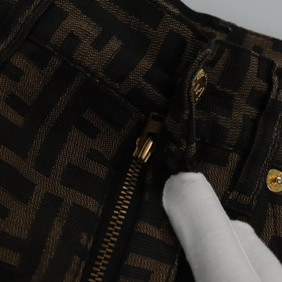 FENDI Zucca Canvas Pants 42 Black Brown Auth am7905M