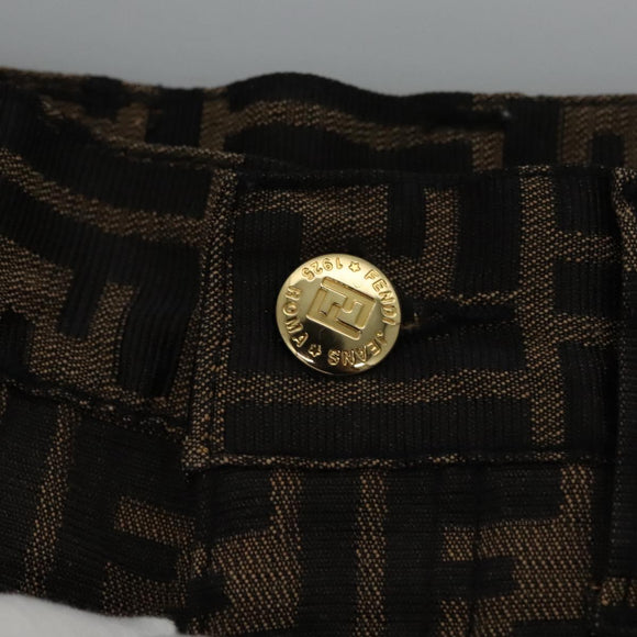 FENDI Zucca Canvas Pants 42 Black Brown Auth am7905M
