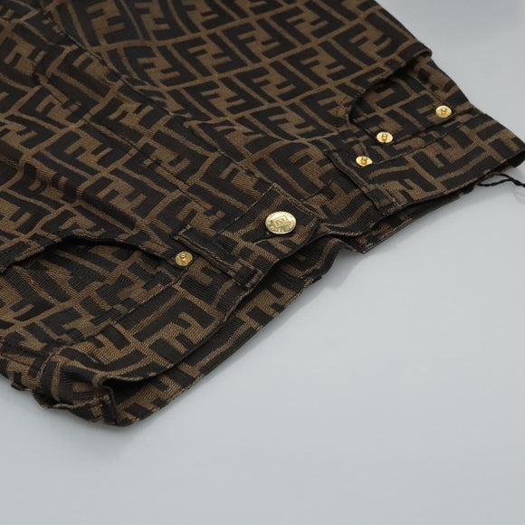 FENDI Zucca Canvas Pants 42 Black Brown Auth am7905M