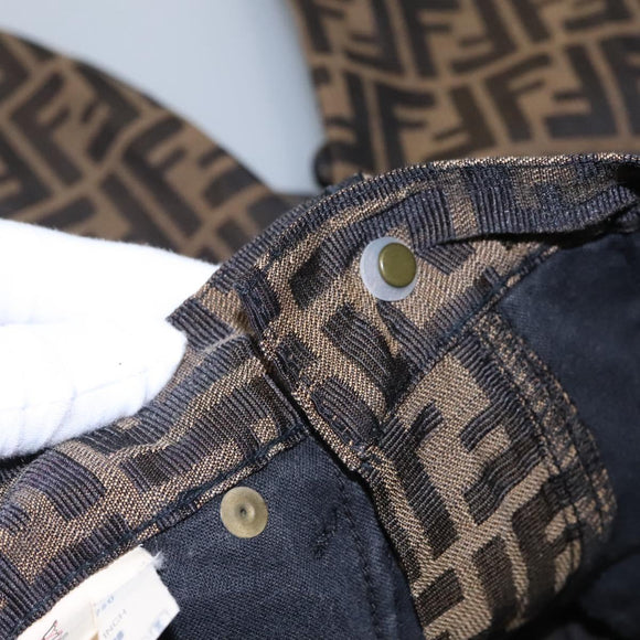 FENDI Zucca Canvas Pants 42 Black Brown Auth am7905M