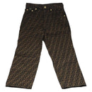 FENDI Zucca Canvas Pants 42 Black Brown Auth am7905M-13