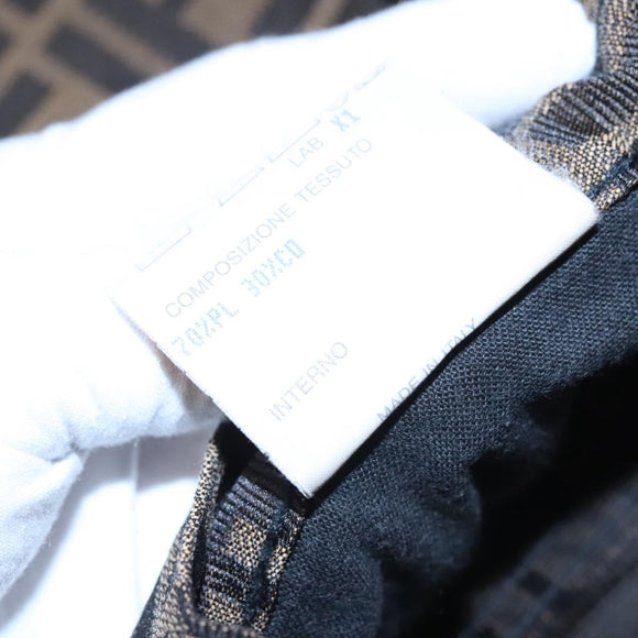 FENDI Zucca Canvas Pants 42 Black Brown Auth am7905M