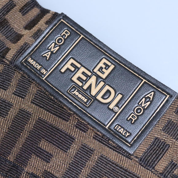 FENDI Zucca Canvas Pants 42 Black Brown Auth am7905M