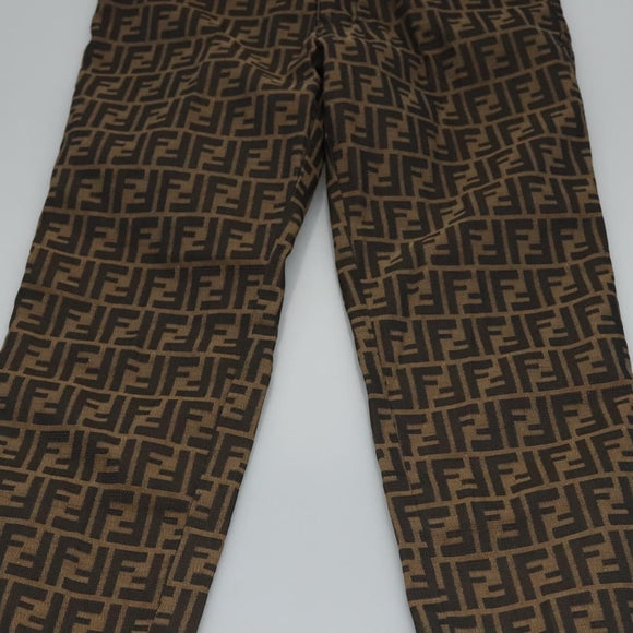 FENDI Zucca Canvas Pants 42 Black Brown Auth am7905M