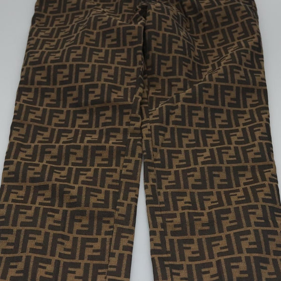 FENDI Zucca Canvas Pants 42 Black Brown Auth am7905M