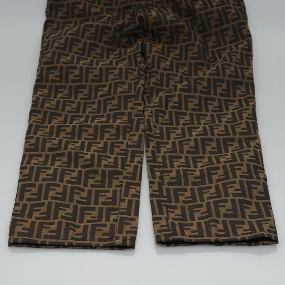 FENDI Zucca Canvas Pants 42 Black Brown Auth am7905M