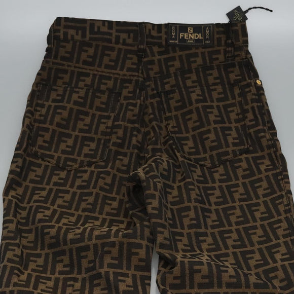 FENDI Zucca Canvas Pants 42 Black Brown Auth am7905M