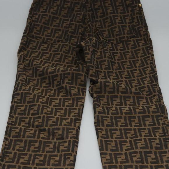 FENDI Zucca Canvas Pants 42 Black Brown Auth am7905M