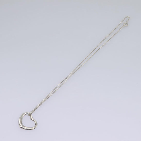 TIFFANY&Co. Open Heart Necklace Ag925 Silver Auth am7908