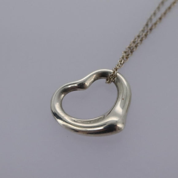 TIFFANY&Co. Mini Open Heart Necklace Ag925 Silver Auth am7909