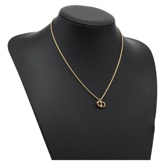 Christian Dior CD Logo Necklace metal Gold Auth am7920
