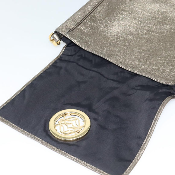 LOEWE Anagram Shoulder Bag Leather Gold Auth am7935