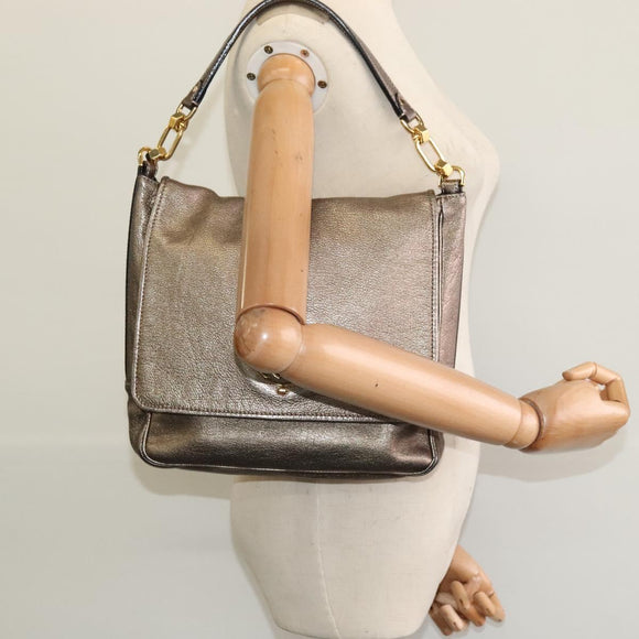 LOEWE Anagram Shoulder Bag Leather Gold Auth am7935