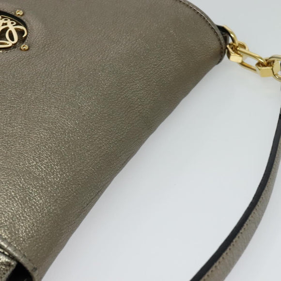 LOEWE Anagram Shoulder Bag Leather Gold Auth am7935