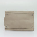 PRADA Hand Bag Leather 2way Beige Silver Auth am7940-6