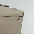 PRADA Hand Bag Leather 2way Beige Silver Auth am7940-15