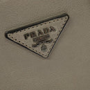 PRADA Hand Bag Leather 2way Beige Silver Auth am7940-18