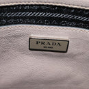 PRADA Hand Bag Leather 2way Beige Silver Auth am7940-19