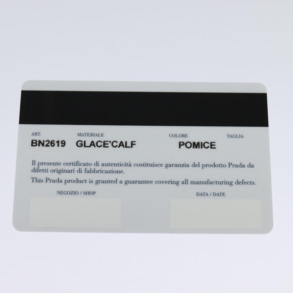 PRADA Hand Bag Leather 2way Beige Silver Auth am7940