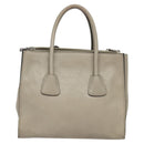 PRADA Hand Bag Leather 2way Beige Silver Auth am7940-3