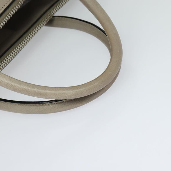 PRADA Hand Bag Leather 2way Beige Silver Auth am7940