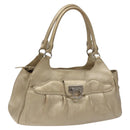 Salvatore Ferragamo Gancini Hand Bag Leather Gold Auth am7952-1