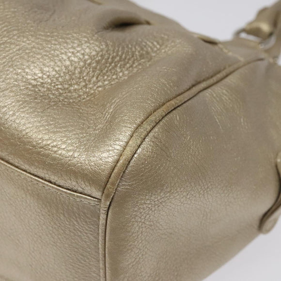 Salvatore Ferragamo Gancini Hand Bag Leather Gold Auth am7952