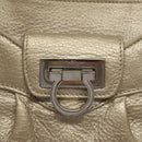 Salvatore Ferragamo Gancini Hand Bag Leather Gold Auth am7952-17