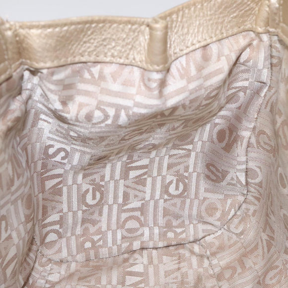 Salvatore Ferragamo Gancini Hand Bag Leather Gold Auth am7952