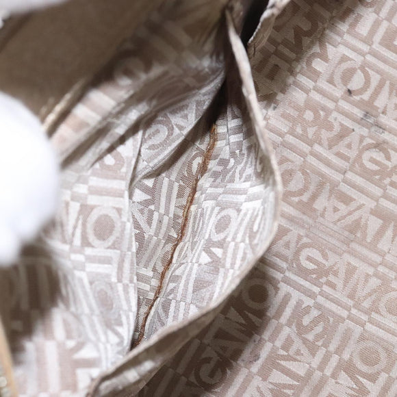 Salvatore Ferragamo Gancini Hand Bag Leather Gold Auth am7952