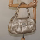 Salvatore Ferragamo Gancini Hand Bag Leather Gold Auth am7952-24